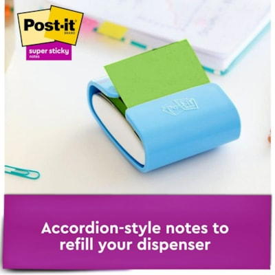 Post-it® Super Sticky Dispenser Notes - Playful Primaries Color Collection - 3" (76.20 mm) Flag/Note Width x 3" (76.20 mm) Flag/Note Length - Square - Candy Apple Red, Blue Paradise, Sunnyside, Lucky Green - Paper - Pop-up, Recyclable - 18 / Pack 90 SHEETS/PAD PLYFUL PRIMRIES 