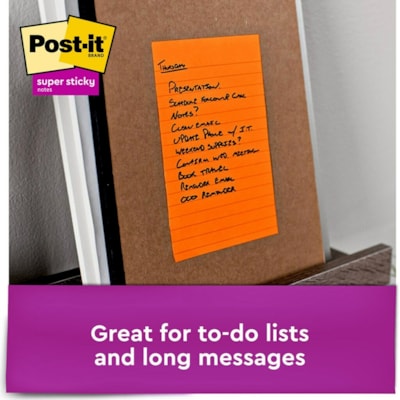 Post-it® Super Sticky Notes - Energy Boost Color Collection - 4" (101.60 mm) Flag/Note Width x 6" (152.40 mm) Flag/Note Length - Rectangle - 45 Sheets per Pad - Vital Orange, Tropical Pink, Blue Paradise, Limeade - Sticky - 24 / Pack 45 SHTS/PAD ENERGY BOOST 