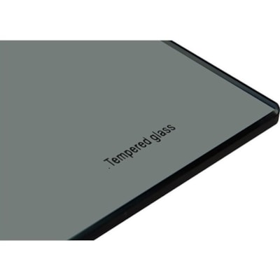 HDL Glass Top Computer Desk - Gray Top - Powder Coated, Black Oak Base - Contemporary Style - 51.3" (1301.75 mm) Table Top Width x 23.8" (603.25 mm) Table Top Depth - 30" (762 mm) Height - Tempered Glass Top Material 51 1/4"W X 25 3/4"D X 30"H BLACK OAK / GREY GLASS