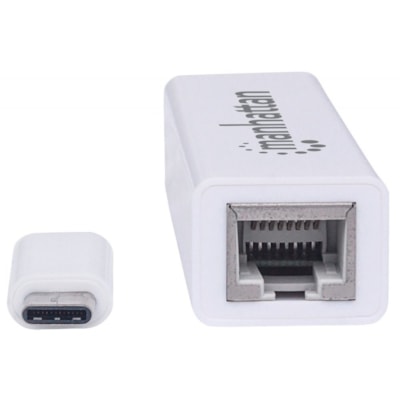 Manhattan Type-C to Gigabit Network Adapter - USB 3.1 (Gen 1) Type C - 1 Port(s) - 1 - Twisted Pair - 10Base-T, 100Base-TX, 1000Base-T - Portable twork Adapter SuperSpeed USB 3 .2 Gen 1; 10/100/100