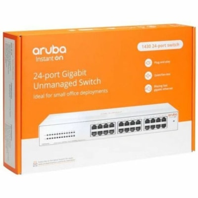 HPE Instant On 1430 24G Switch - 24 Ports - Gigabit Ethernet - 100Base-TX, 10/100/1000Base-T - 2 Layer Supported - 11.70 W Power Consumption - Twisted Pair, Optical Fiber - Table Top, Under Table, Wall Mountable, Rack-mountable - Lifetime Limited Warranty  