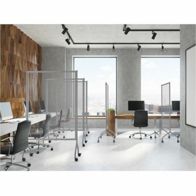 Safco Impromptu Acrylic Screen, 42" X 72" - 42" (1066.80 mm) Width x 72" (1828.80 mm) Height x 21.50" (546.10 mm) Depth - Steel, Polycarbonate, Acrylic - Clear - 1 / Unit CLEAR 