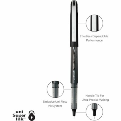 Uni-Ball Vision Needle Rollerball Pen - 0.5 mm (0.02") Micro Needle Pen Point - Black Ink VISION NEEDLE 