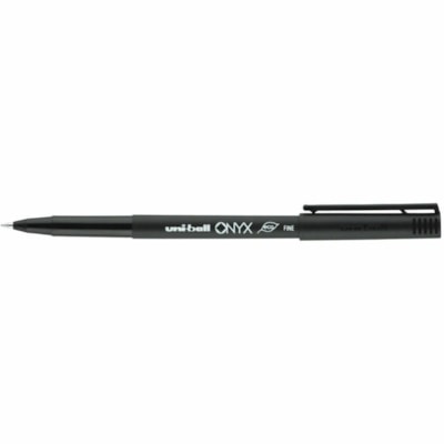 Uni-Ball Onyx, Rollerball Pen - 0.7 mm (0.03") Pen Point - Black Ink - Metal Tip - 12 / Box  