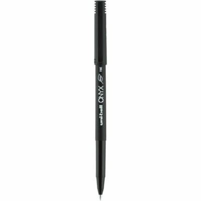 Uni-Ball Onyx, Rollerball Pen - 0.5 mm (0.02") Fine Conical, Micro Pen Point - Black Ink - Liquid - Matte Black Barrel - Metal Tip - 12 / Box MICRO .5MM LINE BLK PLASTIC BARREL& CAP DISPOSABLE SANFORD