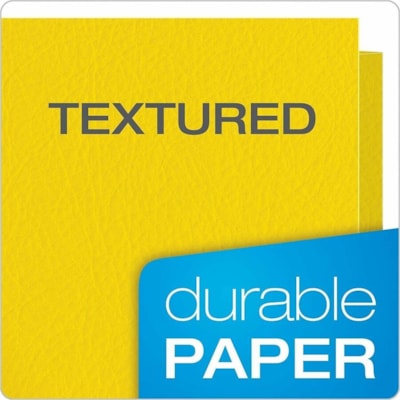 Oxford format lettre Recyclé Chemise à pochette - 8 1/2 po (215,90 mm) x 11 po (279,40 mm) - 100 Feuilles Capacité - 2 Interne Poche(s) - Supérieur Position d'onglet - LeatherGrain, Similicuir, Fibre, Faux cuir - Jaune - 1 chaque JAUNE LETTRE