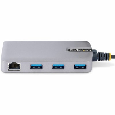 StarTech.com 3-Port USB-C Hub with Ethernet, 3x USB-A Ports, GbE, 5Gbps, Bus-Powered, 1ft/30cm Cable, Portable USB Type-C Expansion Hub - Portable Bus-Powered USB-C Expansion Hub/Gb Ethernet Adapter (WoL/Jumbo Frames/V-LAN Tagging) for laptop/desktop - 3-Port USB-A 3.2 Gen 1 5Gbps - USB ports provid  PERP 