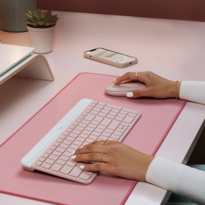 Logitech MK470 Keyboard & Mouse - USB Mechanical Wireless RF 2.40 GHz Keyboard - USB Wireless RF Mouse - Optical - 1000 dpi - Scroll Wheel - Symmetrical - AAA, AA - Compatible with Desktop Computer, Notebook for PC COMPACT & QUIET WIRELESS KEYBOARD & MOUSE COMBO - ROSE