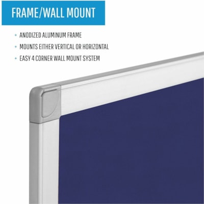 Merangue Ayda Fabric Bulletin Board - 18" x 24" - 18" (457.20 mm) Board Height x 24" (609.60 mm) Board Width - Blue Felt, Fabric Surface - Self-healing, Durable, Resilient - Aluminum Frame Each BOARD SIZE: 18" X 24" ALUMINUM FRAME