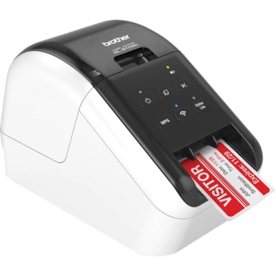 Brother - Imprimante thermique directe QL-810WC Bureau - Bicolore - Impression d'étiquette - USB - Réseau sans-fil - largeur d'impression 2,30 po (58,42 mm) - 1,8 Lignes/sec Mono - 600 dpi - largeur d'étiquette 2,40 po (60,96 mm) x longueur d'étiquette 36 po (914,40 mm) - RéSOLUTION D'IMPRESSION 600 PP RUBANS DK 2 4 PO DE LARGEUR