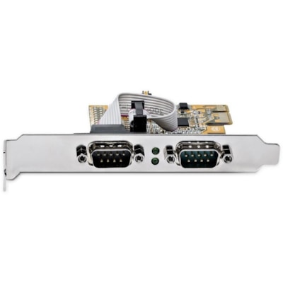 StarTech.com 2-Port PCI Express Serial Card, Dual Port PCIe to RS232 (DB9) Serial Card, 16C1050 UART, COM Retention, Windows & Linux - Connect serial RS232 (DB9) devices with this PC Serial Card. Supports 16C1050 UART - PCI Express serial card with LED activity lights - The UART PCIe supports 5/12V   CTLR 
