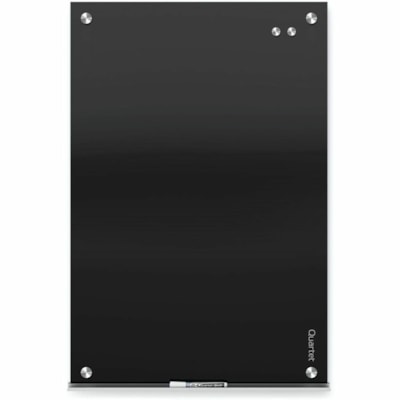 Quartet Infinity Magnetic Glass Dry-Erase Board, Black, 4' x 3' - 36" (914.40 mm) Width x 48" (1219.20 mm) Height - Black Tempered Glass Surface - Horizontal/Vertical - Magnetic - Frameless, Durable, Ghost Resistant, Stain Resistant, Scratch Resistant, Dent Resistant, Smooth Writing, Non-absorbent,  BLACK 