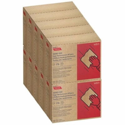 Cascades PRO High Performance Spunlace Wipers, Multifold Pop-up - 1 Ply - Multifold - White - Polypropylene, Fiber, Wood Pulp, Paper - 176 / Box TUFF-JOB S500 WHITE POP-UP BOX 9.25" X 12.5"