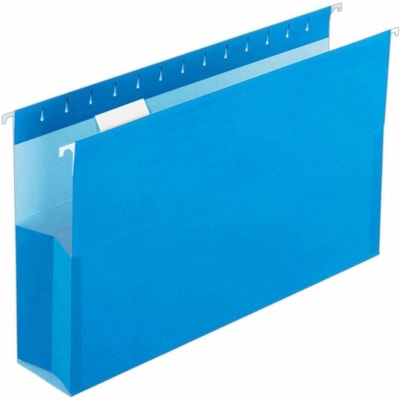 Pendaflex SureHook 1/5 Tab Cut Legal Recycled Hanging Folder - 3" Folder Capacity - 8 1/2" x 14" - 3" Expansion - Plastic, Paper Stock - Blue - 10% Recycled - 25 / Box 3 1/2 EXPANSION 10% PCW