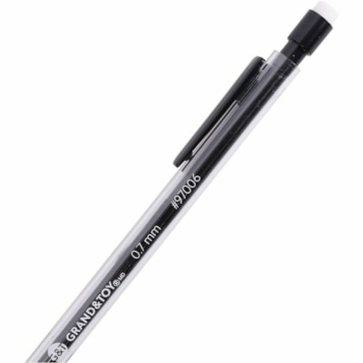 Grand & Toy Mechanical Pencils, Black, 0.7 mm, Box of 12 - 0.7 mm (0.03") Black Lead - Refillable - Transparent Black Barrel - 12 / Box  