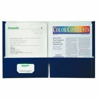 Grand & Toy Letter Recycled Portfolio - 8 1/2" (215.90 mm) x 11" (279.40 mm) - 50 Sheets Capacity - 2 Pocket(s) - Navy - 100% Recycled - 25 / Unit PORTFOLIO HOLDS 50 STD SHEETS BUS CARD DIE CUT ON INTERIOR