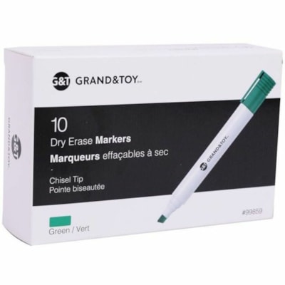 Grand & Toy Low-Odour Dry-Erase Markers, Green, Chisel - Chisel Marker Point - Green Ink - White Barrel - 1 CHISEL TIP LOW ODOUR 