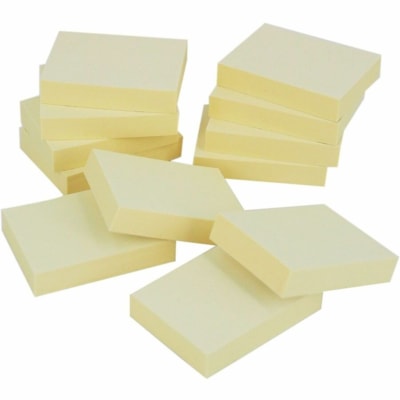 Grand & Toy - Feuillets autoadhésifs jaune, non lignés, 1 1/2 po x 2 po, blocs de 100 feuillet - largeur de drapeau/note 2 po (50,80 mm) x longueur de drapeau/note 1 1/2 po (38,10 mm) - Rectangulaires - 100 Feuilles par bloc - Jaune - Papier - Autocollant, Sans résidus, Repositi JAUNE  REMPLACE 99139 