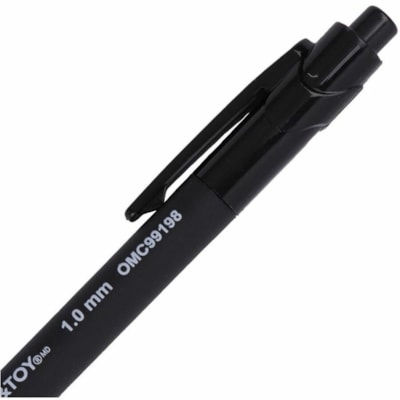 Grand & Toy Rubber Barrel Retractable Ballpoint Pens, Black, Medium, 1.0 mm, 12/BX - 1 mm (0.04") Medium Round Pen Point - Refillable - Retractable - Black Ink - Black Barrel - 12 / Box NON SLIP GRIP REFILLABLE ROUNDEDGE REPLACED 99198