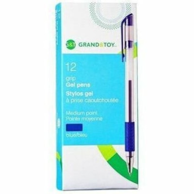 Grand & Toy Gel Roller Pen, Blue, Medium 0.7 mm, Box of 12 - 0.7 mm (0.03") Medium Pen Point - Blue Ink - Gel-based - Clear Barrel - 12 / Box REPLACED 99348 