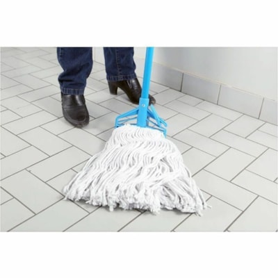 Globe Syn-Pro Synthetic Narrow Band Wet White Cut End Mop - 16 Oz / White - 7.50" (190.50 mm) Width x 16.50" (419.10 mm) Length - Narrow Headband, Cut Ends, Break Resistant, Absorbent, 4-ply - Synthetic Yarn - White - 16 oz (453.59 g) - 1 Each CUT END WHITE NOT LAUNDERABLE