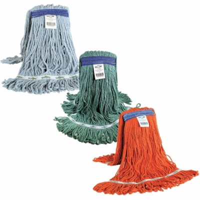 Globe Syn-Pro Synthetic Narrow Band Wet Blue Looped End Mop - 16 Oz / Blue - 7" (177.80 mm) Width x 16.75" (425.45 mm) Length - Narrow Headband, Looped Ends, Break Resistant, Fray Resistant, Tailband, Tangle Resistant, Chemical Resistant, Disinfectant - Synthetic Yarn - Blue - 16 oz (453.59 g) - 1 E NARROW BAND BLUE EXCELLENT ABSORBENCY & RELEASE