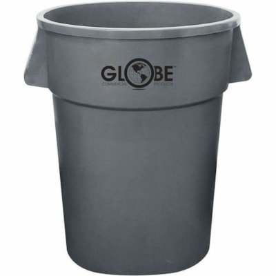 Globe Grey Waste Containers - 44 Gallon / Grey - 166.56 L Capacity - For Outdoor, Industrial, Food Service, Automotive, Office, Healthcare - Ergonomic Handle, Dent Resistant, Crack Resistant, Rust Resistant, Durable, Sturdy - 27.2" (690.88 mm) Height x 24" (609.60 mm) Width x 29" (736.60 mm) Depth - COMMERCIAL GRADE CONSTRUCTION 