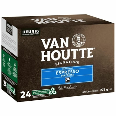 VAN HOUTTE K-Cup Espresso Superiore Dark Roast Signature Coffee - Compatible with Keurig K-Cup Brewer - American, Regular - Dark - K-Cup - Espresso - Kosher - 24 / Box 24/BX  KEURIG 