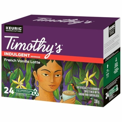 Timothy's K-Cup French Vanilla Latte Coffee - Compatible with Keurig K-Cup Brewer - Medium - 24 K-Cup - 24 / Box TIMOTHY'S  24CT 