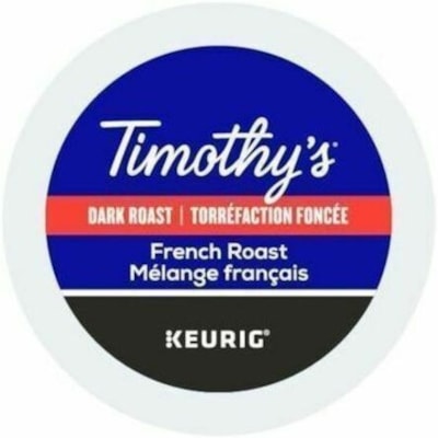 Timothy's K-Cup French Roast Dark Roast Coffee - Compatible with Keurig K-Cup Brewer - American, Regular - Dark - K-Cup - French Roast - 24 / Box  