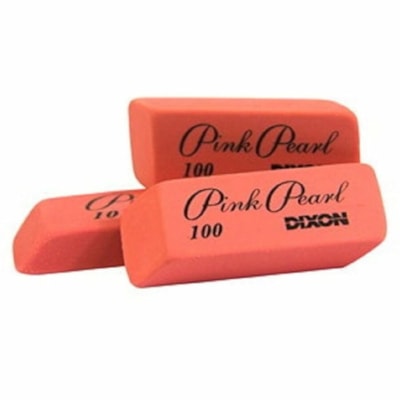 Dixon Pink Pearl Manual Eraser - Oblong - Natural Rubber - 24 - Beveled Edge, Latex-free, Soft, Smudge-free SOFT RUBBER BEVELLED EDGE 
