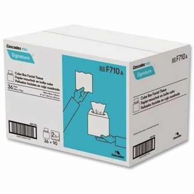 Cascades PRO Cube Box Facial Tissue - 2 Ply - 8" (203.20 mm) Width x 8" (203.20 mm) Length - White - Virgin Fiber - 90 / Box 2PLY FACIAL TISSUE  CUBE BOX 8"X8" PER SHEET  90 SHTS/BOX