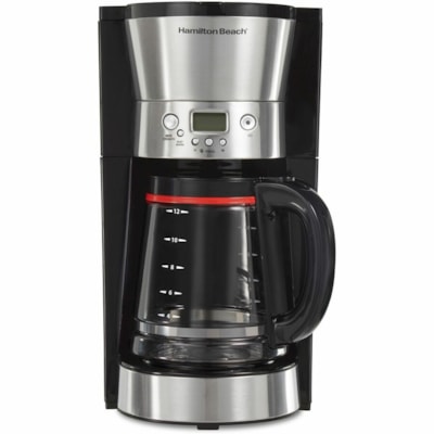 Hamilton Beach 12 Cup Programmable Coffee Maker with Cone Filter, Black & Stainless - Programmable - 1025 W - 12 Cup(s) - Timer - Black, Stainless Steel - Plastic Body - Glass Carafe  