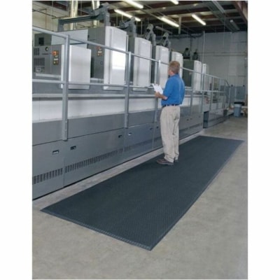 M+A Cushion Max Anti-fatigue Mat - Indoor, Floor - 60" (1524 mm) Length x 36" (914.40 mm) Width x 0.625" (15.88 mm) Thickness - Rectangular - Diamond Pattern Surface - Nitrile, Polyvinyl Chloride (PVC), Foam - Charcoal - 1 Unit CHARCOAL ANTI-FATIGUE MAT