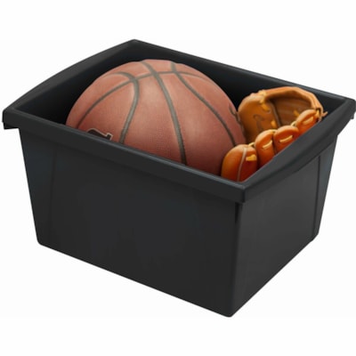 Storex 4 Gallon Storage Bin, Black - 15.10 L - Handle, Impact Resistant, Sturdy, Drop Resistant - Black - Plastic BLACK 