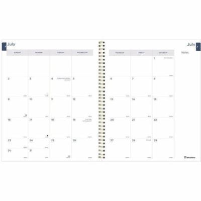 Blueline Academic Monthly Planner Blossom 2023-2024 - Academic - Monthly - 14 Month - July 2023 to August 2024 - 1 Month Double Page Layout - Twin Wire - Table - Translucent Poly Cover - 11" (279.40 mm) Height x 8.5" (215.90 mm) Width - Daily Block, Telephone Section, Address Section, Durable Cover,  