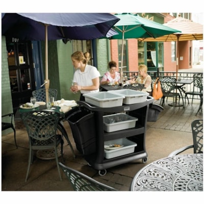 Rubbermaid Commercial Executive Series Service Cart, Black - 3 Shelf - 299.98 lb (136070 g) Capacity - 4 Casters - Plastic - 39" (990 mm) Length x 21" (533 mm) Width x 38" (965 mm) Height - Black - 1 BLACK 