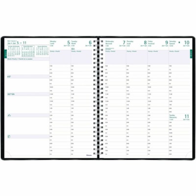 Blueline 2026 Timanager 13-Month Weekly/Monthly Planner - December to December - 11" x 8-1/2" - Black - Bilingual - Weekly, Monthly - 13 Month - December 2025 to December 2026 - 7:00 AM to 7:30 PM - Half-hourly - Monday - Friday - Letter - 8 1/2" (215.90 mm) x 11" (279.40 mm) Sheet Size - Twin Wire   