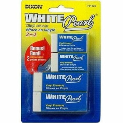 Dixon White Pearl Manual Eraser - White - Block - Vinyl - 4 / Pack - Non-toxic  