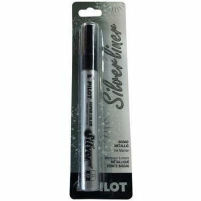 Pilot Super Colour Paint Marker - Broad Bullet Marker Point - Silver Ink - Silver, Aluminum Barrel - Plastic Tip METALIC FOR USE ON NON POROUS SURFACE  CARDED  REPL SC-S