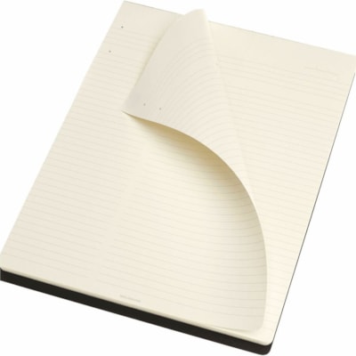Moleskine PRO Pad - 100 g/m² Grammage - Letter - 10.98" (279 mm) Height x 8.46" (215 mm) Width - Ivory Paper - Black Cardboard Cover - Bottom Side Opening, Flexible Cover, Rounded Corner, Acid-free Paper BLACK  8.5" X 11"  RULED PAGES SOFT COVER  ACID FREE PAPER