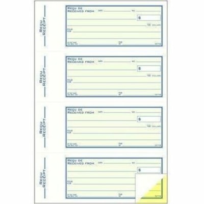 Adams Receipt Book - 2 Part - Carbonless Copy - 7 5/8" (19.4 cm) x 10 7/8" (27.6 cm) Sheet Size - White, Yellow Sheet(s) 2PT  BILINGUAL  200 DUPLICATES 7-5/8" X 10-7/8"