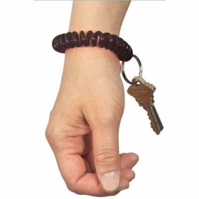 Merangue Wrist Wrap Coil Key Chain - Plastic - Black - 24 / Pack PLASTIC COIL WRIST BAND SPLIT KEYRING