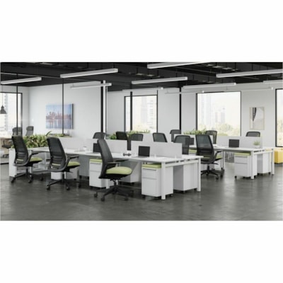 Offices To Go TL Chair - Foam Seat - Mesh Back - High Back - 5-star Base - Carbon - Armrest MESH BACK  UPHOLSTERED SEAT FABRIC FU85 FUSION 902 CARBON