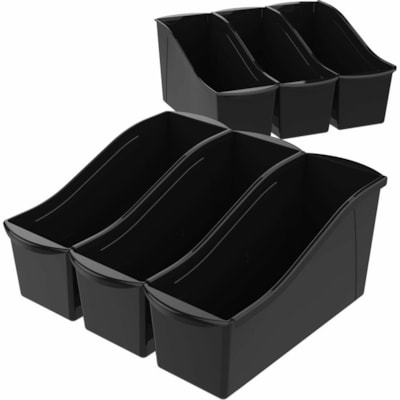 Storex Large Book Bin, Black - Sturdy, Handle, Drop Resistant - Black - Plastic BLACK 