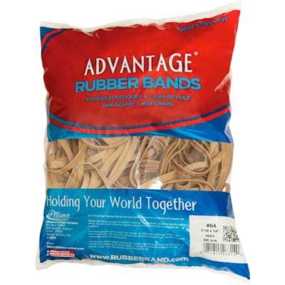 VLB Advantage Rubber Band - Size: #64 - 3.50" (88.90 mm) Length x 0.25" (6.35 mm) Width - Stretchable, Elastic - Natural Crepe 1LB BAG APPROX 600 PER 1LB 