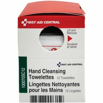 First Aid Central Hand Cleansing Towelettes, 12 per Box, SmartCompliance Refill - 4" (101.60 mm) Width x 7" (177.80 mm) Length - 12 / Box REFILL BOX COMPONENT FOR CABINET