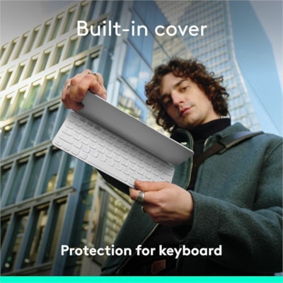 Logitech Keys-To-Go 2 Keyboard - Wireless Connectivity - Bluetooth - Volume Control, Screen Brightness, Media Player, Easy-Switch Hot Key(s) - iOS 17, macOS 14, iPadOS 17, Linux, Android 12, Windows 10, ChromeOS - iPad, iPhone, Apple TV, Notebook - Mac, PC - Scissors Keyswitch - Button Cell Battery   