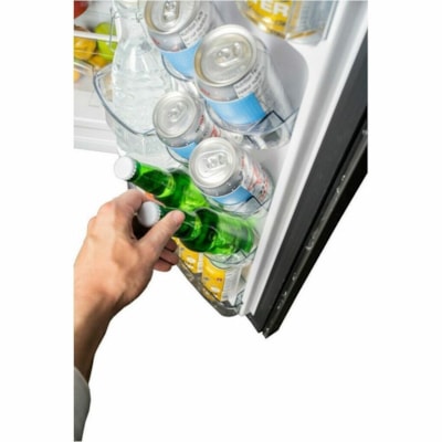 Danby 4.5 cu. ft. 2 Door Compact Fridge in Stainless Steel Look - 127.43 L - Auto-defrost - Upright - Reversible - 1x Freezer Drawer(s) - 127.43 L Net Refrigerator Capacity - Black, Stainless Steel - Freestanding - LED Light STEEL DOOR ENERGY STAR 