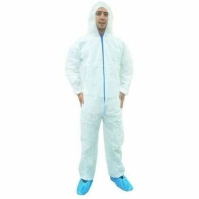 RONCO Disposable Coveralls with Hood - Recommended for: Workplace, Hospital, Food Processing, Industrial, Food Handling, Clinic, Cleaning, Painting, Manufacturing, Laboratory, Chemical, ... - Large - 25.98" (660 mm) Chest - 66.93" (1700 mm) Leg Length - Dust, Dirt, Chemical Protection - Zipper Closu 50 COVERALLS 